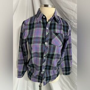 Betusline Juniors' Girls Plaid Flannel Shirt and Long Sleeved Printed Shirt